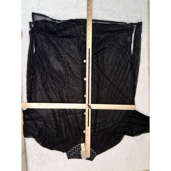 Gideon Oberson Button Down Black With Silver Metallic Sheer Blouse Sz S - Picture 8 of 8